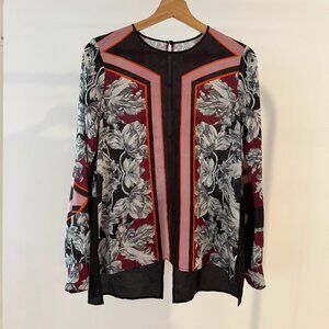 Clover Canyon Floral Sheer Long Sleeve Top XS-Small